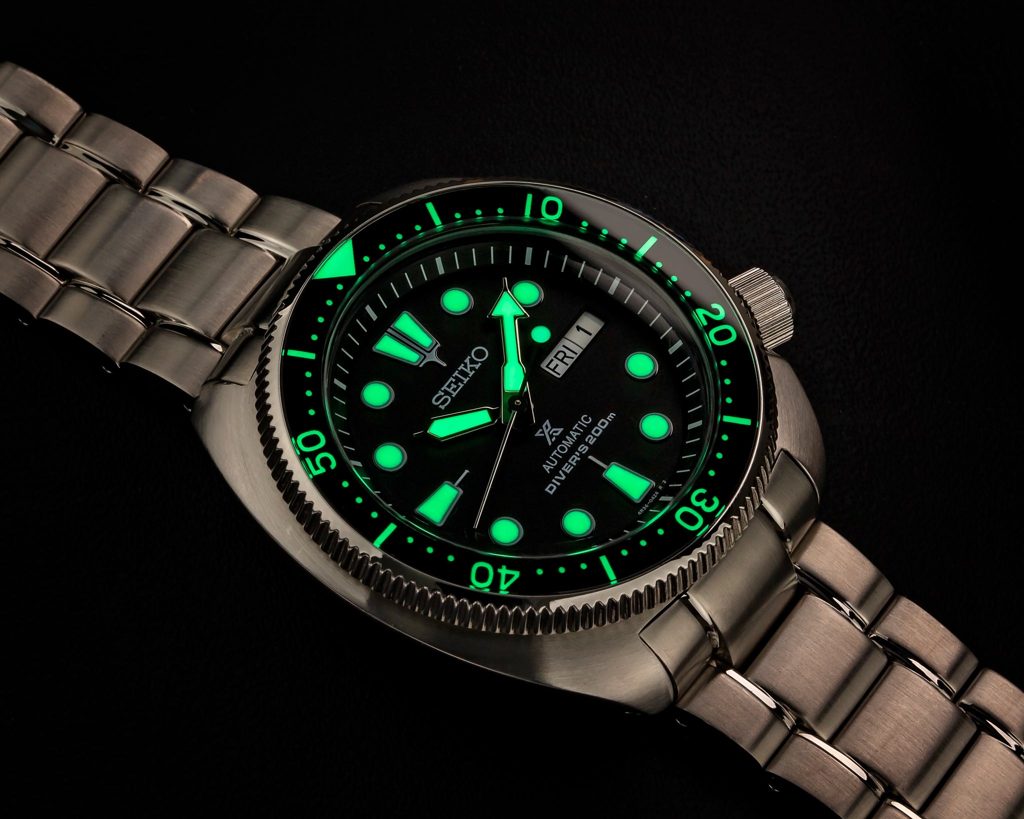 Turtle Seiko Style Lumed Sapphire Bezel Insert Black
