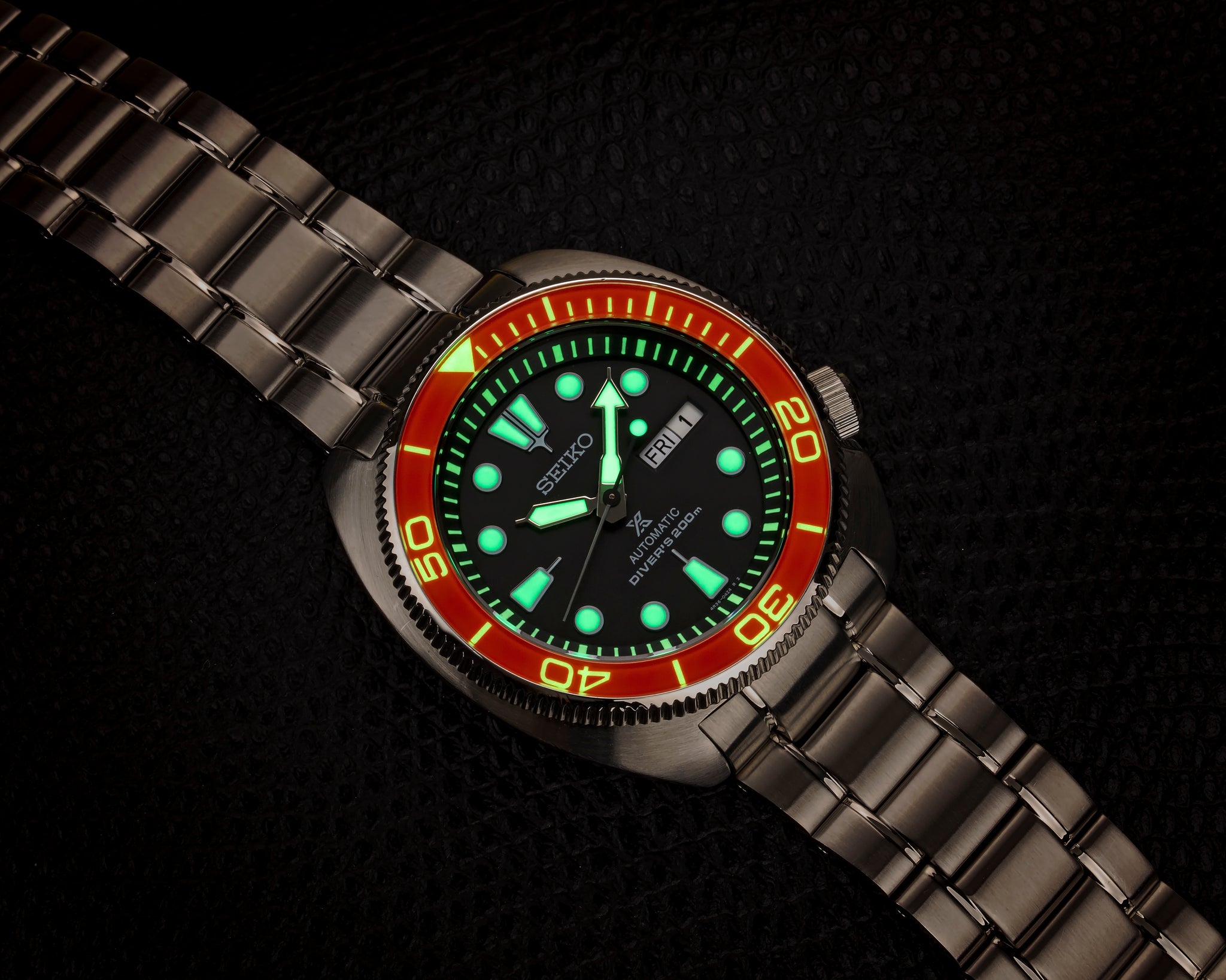 Seiko Turtle PO Style Lumed Sapphire Bezel Insert Orange